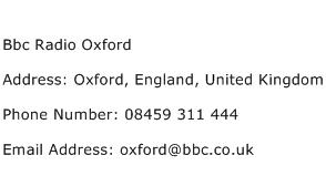 Bbc Radio Oxford Address Contact Number