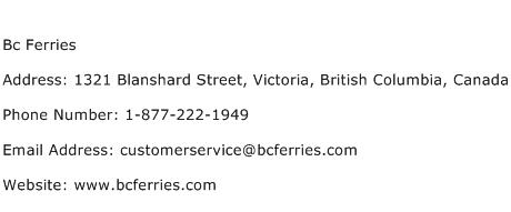 Bc Ferries Address Contact Number