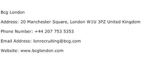 Bcg London Address Contact Number