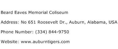 Beard Eaves Memorial Coliseum Address Contact Number