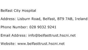 Belfast City Hospital Address Contact Number