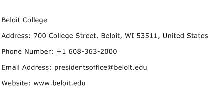 Beloit College Address Contact Number