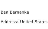 Ben Bernanke Address Contact Number