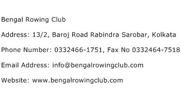 Bengal Rowing Club Address Contact Number