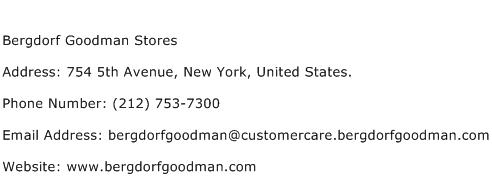Bergdorf Goodman Stores Address, Contact Number of Bergdorf Goodman Stores