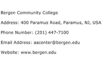 Bergen Community College Address Contact Number