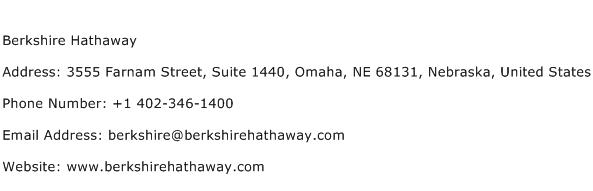 Berkshire Hathaway Address Contact Number