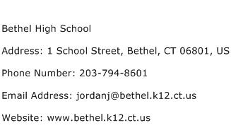 Bethel High School Address Contact Number