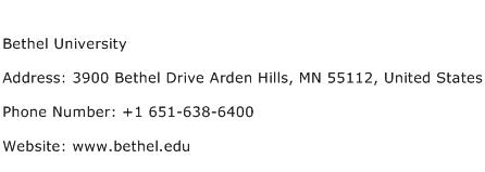 Bethel University Address Contact Number