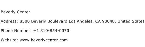 Beverly Center Address Contact Number