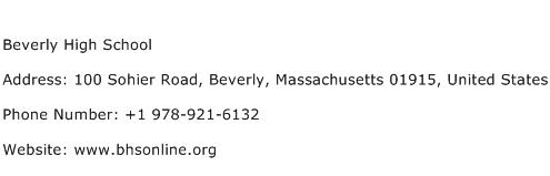 Beverly High School Address Contact Number