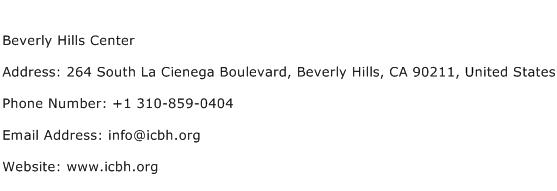 Beverly Hills Center Address Contact Number