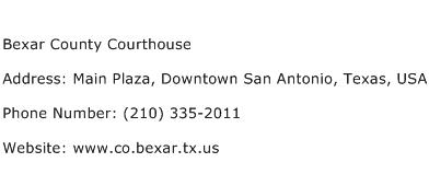 Bexar County Courthouse Address Contact Number