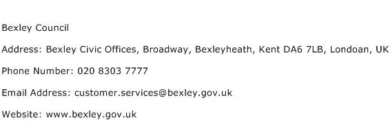 Bexley Council Address Contact Number