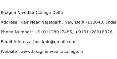 Bhagini Nivedita College Delhi Address Contact Number