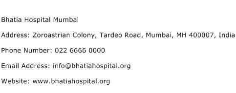 Bhatia Hospital Mumbai Address Contact Number