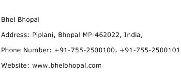 Bhel Bhopal Address Contact Number
