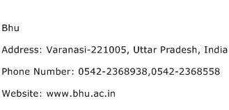 Bhu Address Contact Number