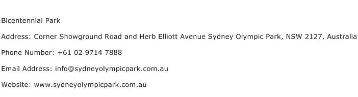 Bicentennial Park Address Contact Number