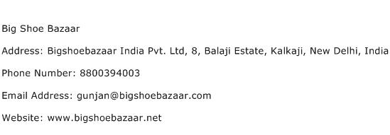 Big Shoe Bazaar Address Contact Number
