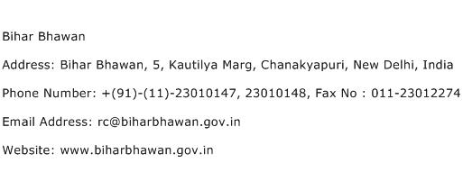 Bihar Bhawan Address Contact Number