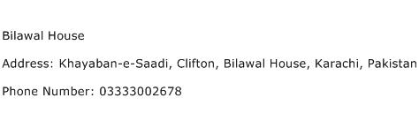 Bilawal House Address Contact Number
