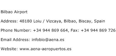 Bilbao Airport Address Contact Number