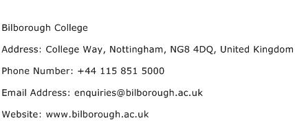 Bilborough College Address Contact Number