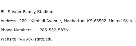 Bill Snyder Family Stadium Address Contact Number