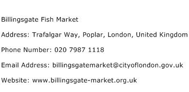 Billingsgate Fish Market Address Contact Number