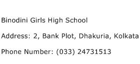 Binodini Girls High School Address Contact Number
