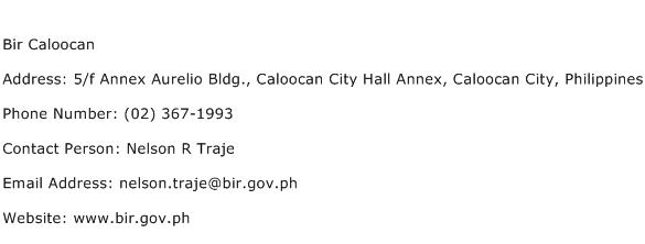 Bir Caloocan Address Contact Number