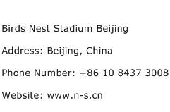 Birds Nest Stadium Beijing Address Contact Number