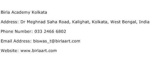 Birla Academy Kolkata Address Contact Number