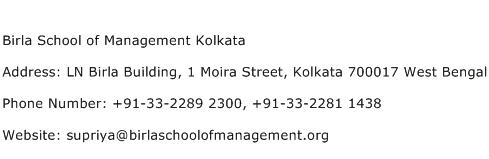Birla School of Management Kolkata Address Contact Number