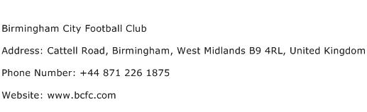 Birmingham City Football Club Address Contact Number