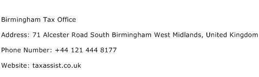 Birmingham Tax Office Address Contact Number