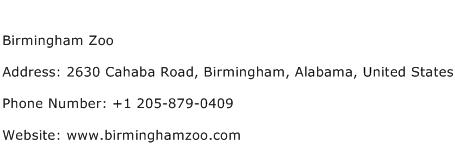Birmingham Zoo Address Contact Number