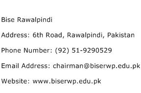 Bise Rawalpindi Address Contact Number