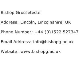 Bishop Grosseteste Address Contact Number