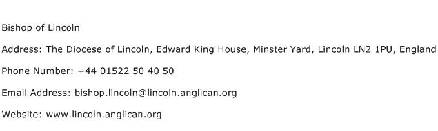 Bishop of Lincoln Address Contact Number