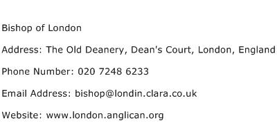 Bishop of London Address Contact Number