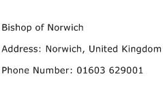 Bishop of Norwich Address Contact Number
