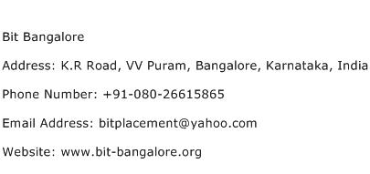 Bit Bangalore Address Contact Number