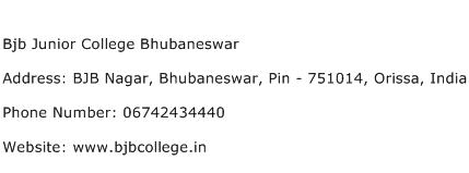 Bjb Junior College Bhubaneswar Address Contact Number