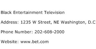 Black Entertainment Television Address Contact Number