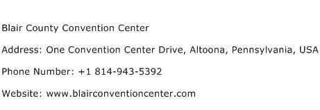 Blair County Convention Center Address Contact Number