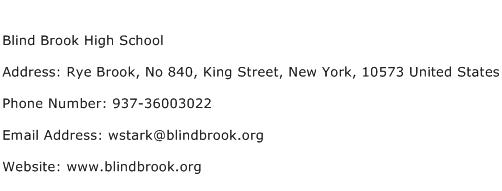 Blind Brook High School Address Contact Number