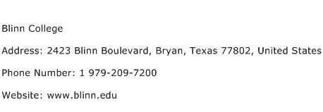 Blinn College Address Contact Number