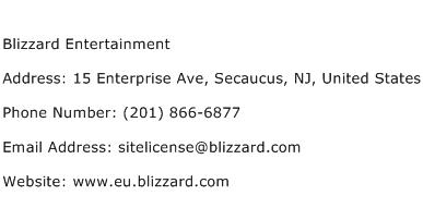 Blizzard Entertainment Address Contact Number